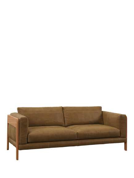 John Lewis OUTLET Nest Grand 4 Seater Leather Sofa, Light Leg, Like New, Demetra Light Tan, Demetra Light Tan