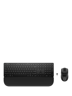 HP 580C Wireless Keyboard & Mouse Combo with Palm Rest, Black, Black