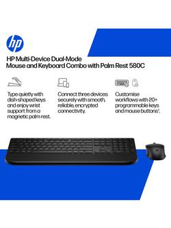HP 580C Wireless Keyboard & Mouse Combo with Palm Rest, Black - view 2, Black
