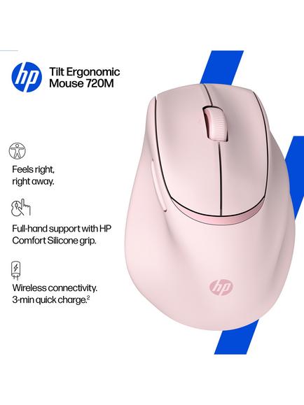 HP 720M Tilt Ergonomic Wireless Mouse, Pink - view 2, Pink