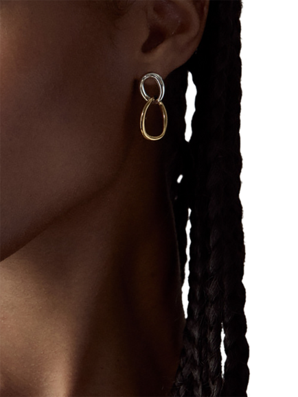 Dinny Hall Wave Double Drop Earrings, Gold/Silver - view 2, Gold/Silver