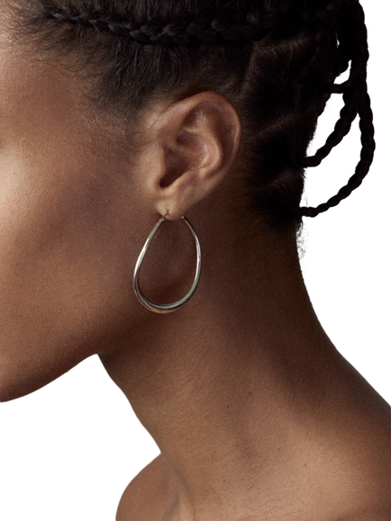 Dinny Hall Wave Large Hoop Earrings, Silver - view 2, Silver
