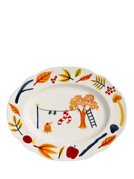 &k Amsterdam Hal Haines Small Serving Platter, Multi, White Multi