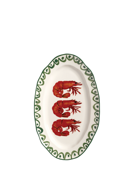 &k Amsterdam Sirène Shrimp Oval Platter, Red Multi