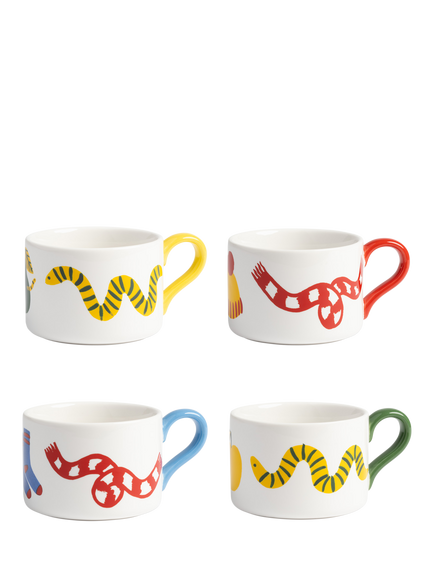 &k Amsterdam Hal Haines Mug, Set of 4, Multi, Red Multi
