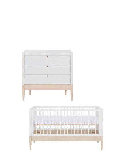 Gaia Baby Eos Cotbed & Dresser Set, Ash/White