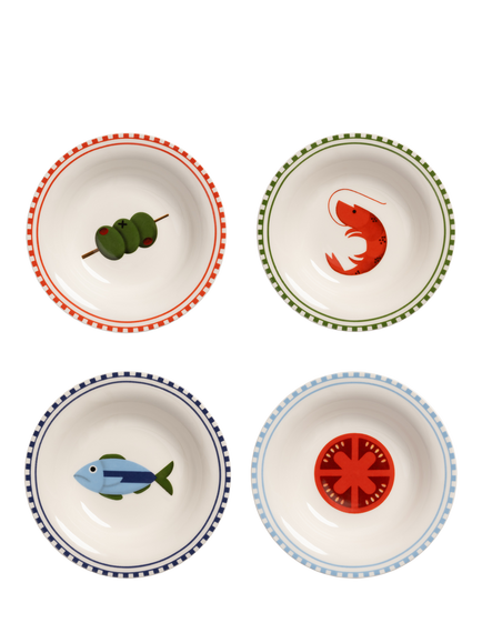 &k Amsterdam Taverna Bowl, Small, Set of 4, Multi