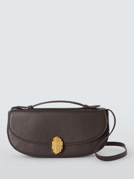 John Lewis Milan Lock Baguette Bag, Chocolate, Brown
