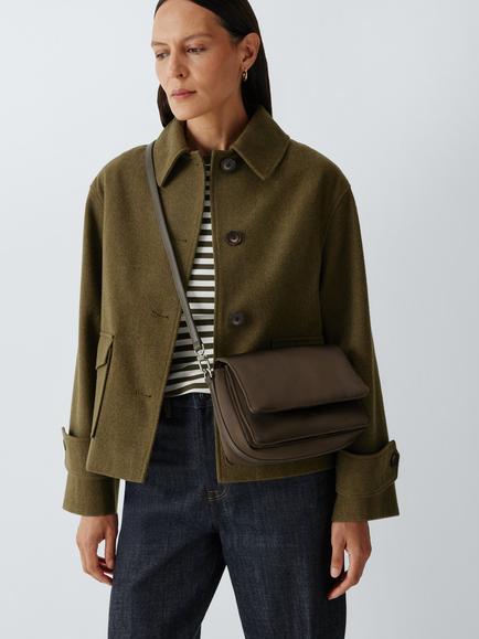John Lewis Nylon Crossbody Shoulder Bag, Choc - view 2, Choc