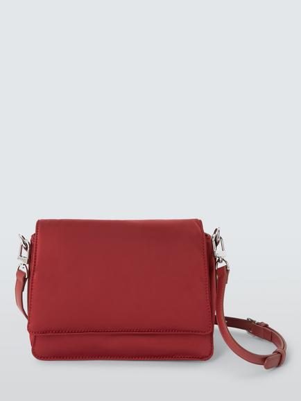 John Lewis Nylon Crossbody Shoulder Bag, Red, Red