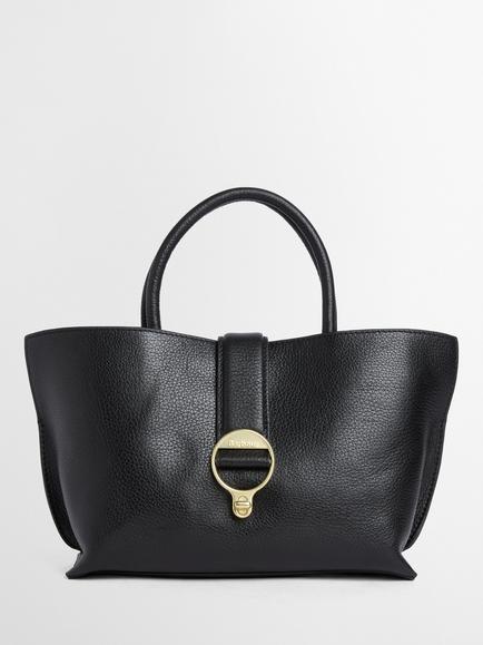 Barbour Alder Mini Leather Tote Bag, Black, Black