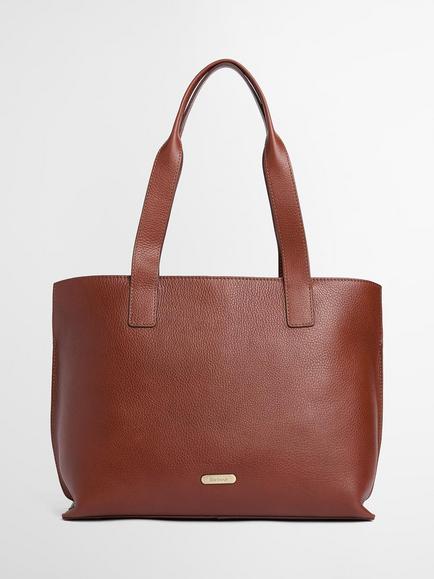 Barbour Alder Large Leather Tote Bag, Brown, Brown