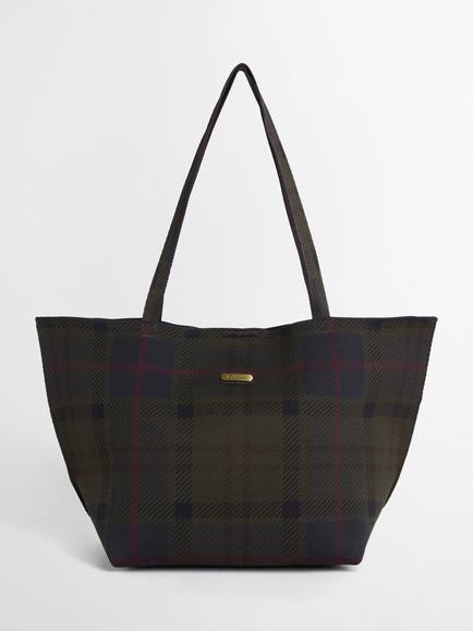 Barbour Layla Tartan Large Tote Bag, Shadow Tartan, Shadow Tartan