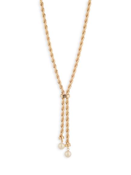 Lauren Ralph Lauren Lindella Pearl Drop Rope Necklace, Gold/ White, Gold/ White