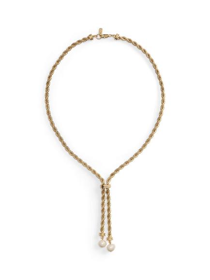 Lauren Ralph Lauren Lindella Pearl Drop Rope Necklace, Gold/ White - view 2, Gold/ White