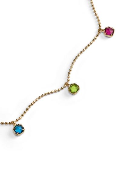 Lauren Ralph Lauren Darlene Beaded Charm Necklace, Gold/ Multi - view 2, Gold/ Multi