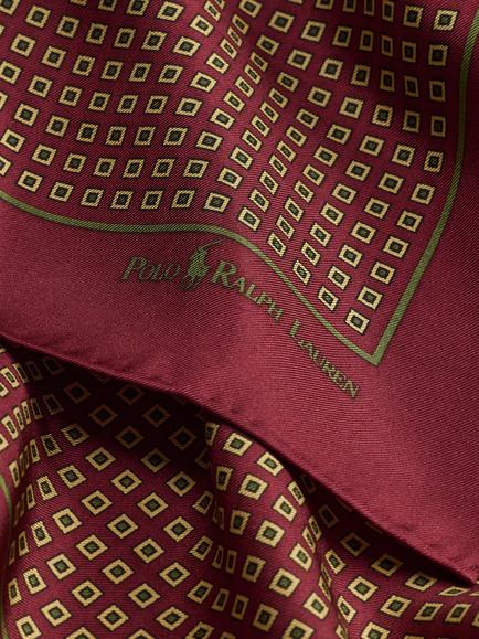 Polo Ralph Lauren Foulard Silk Square Scarf, Red/Gold - view 2, Red/Gold