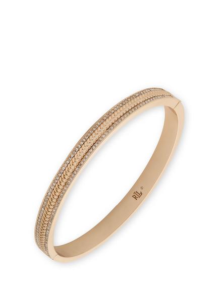 Lauren Ralph Lauren Emellie Crystal Herringbone Bangle, Gold/ Clear, Gold/ Clear