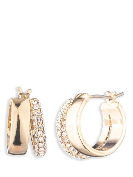 Lauren Ralph Lauren 14mm Pavé Split Hoop Earrings, Gold / Cry, Gold / Cry