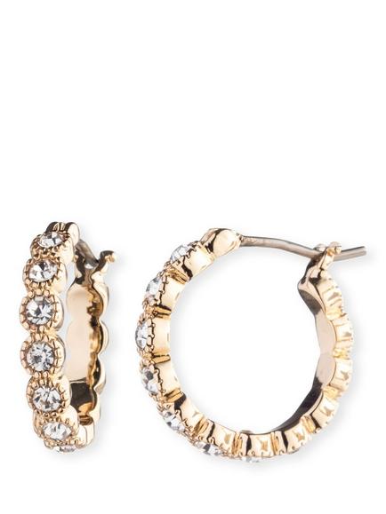 Lauren Ralph Lauren 15mm Tennis Hoop Earrings, Gold/ Cry, Gold/ Cry