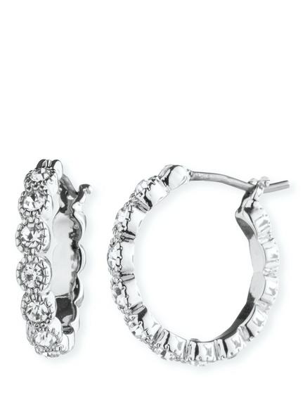 Lauren Ralph Lauren 15mm Tennis Hoop Earrings, Silv / Cry, Silv / Cry