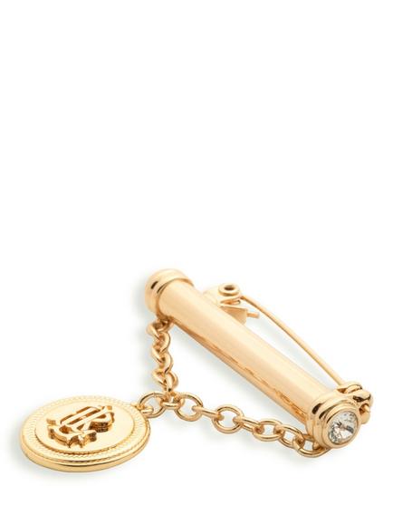 Lauren Ralph Lauren Crest Logo Coin Brooch Pin, Gold - view 2, Gold