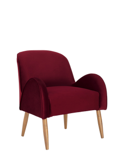 John Lewis + Swoon OUTLET Ellington Chair, Dark Leg, Like New, Burgundy Velvet, Burgundy