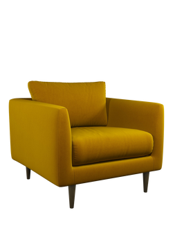 John Lewis + Swoon OUTLET Latimer Armchair, Dark Leg, Like New, Turmeric Velvet, Turmeric Velvet