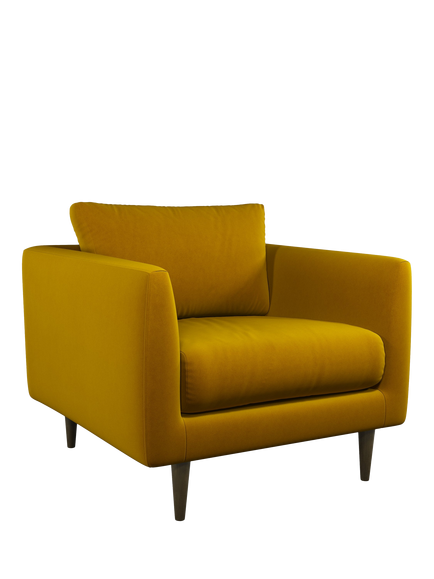 John Lewis + Swoon OUTLET Latimer Armchair, Dark Leg, Like New, Turmeric Velvet, Turmeric Velvet