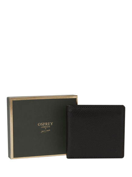 OSPREY LONDON Deboss East West Leather Billfold Wallet - view 2, Black