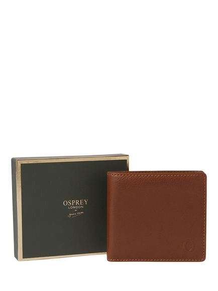 OSPREY LONDON Deboss East West Leather Billfold Wallet - view 2, Tan