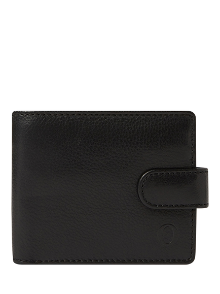 OSPREY LONDON Deboss East West Leather Popper Coin Wallet, Black
