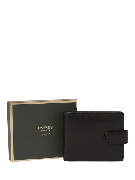 OSPREY LONDON Deboss East West Leather Popper Coin Wallet - view 2, Black