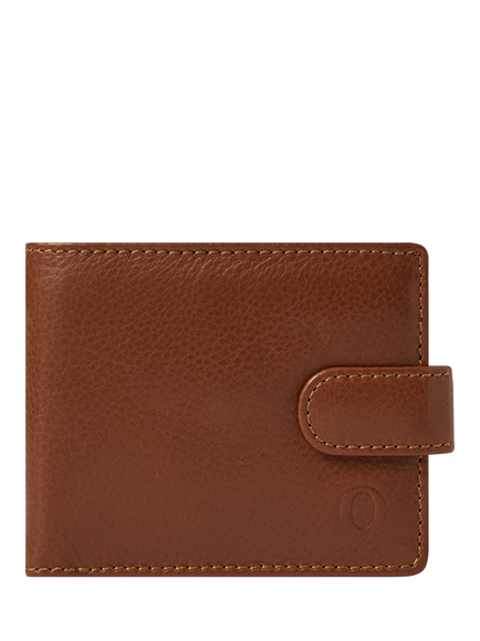 OSPREY LONDON Deboss East West Leather Popper Coin Wallet, Tan