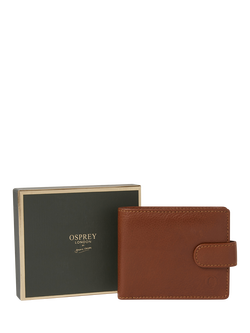OSPREY LONDON Deboss East West Leather Popper Coin Wallet - view 2, Tan