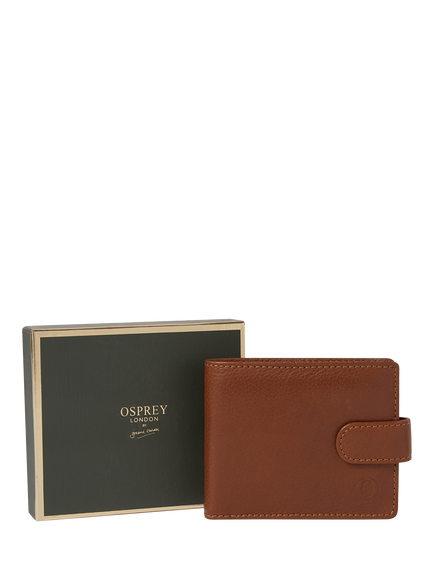 OSPREY LONDON Deboss East West Leather Popper Coin Wallet - view 2, Tan