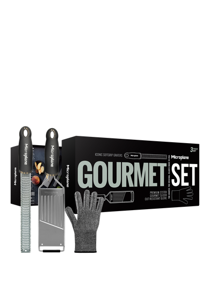Microplane Gourmet Slicer & Zester with Cut Resistant Glove Set, 3 Piece - view 2, Black