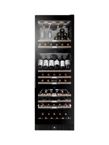 Caple WF1553BG Freestanding Wine Cooler, Black Glass, Black