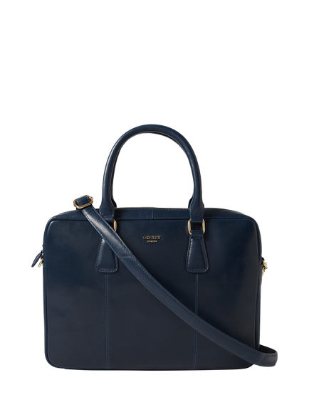 OSPREY LONDON Adaline Leather Laptop Bag, French Navy