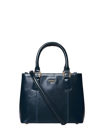 OSPREY LONDON Mini Adaline Leather Grab Bag, French Navy, French Navy