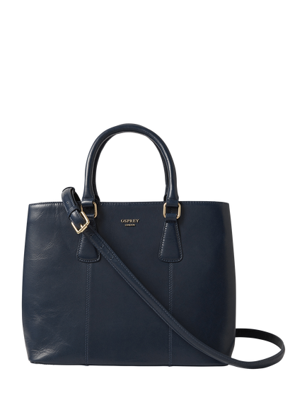 OSPREY LONDON Adaline Leather Work Bag, French Navy, French Navy