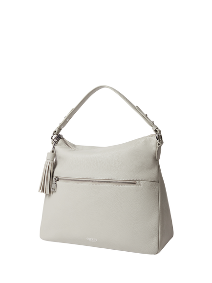 OSPREY LONDON Stella Leather Hobo Bag, Taupe