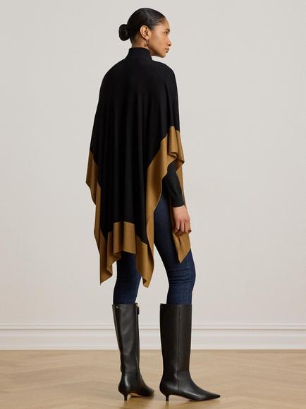 Lauren Ralph Lauren Sleeveless Ruana Poncho, Black/Bronze - view 2, Black/Bronze