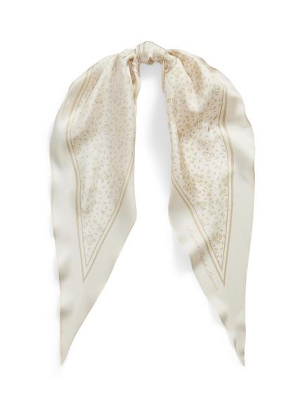 Lauren Ralph Lauren Floral Print Diamond Silk Scarf, Mascarpone Cream, Mascarpone Cream