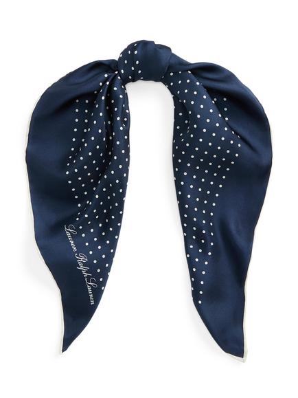 Lauren Ralph Lauren Polka Dot Square Silk Scarf, Navy, Navy