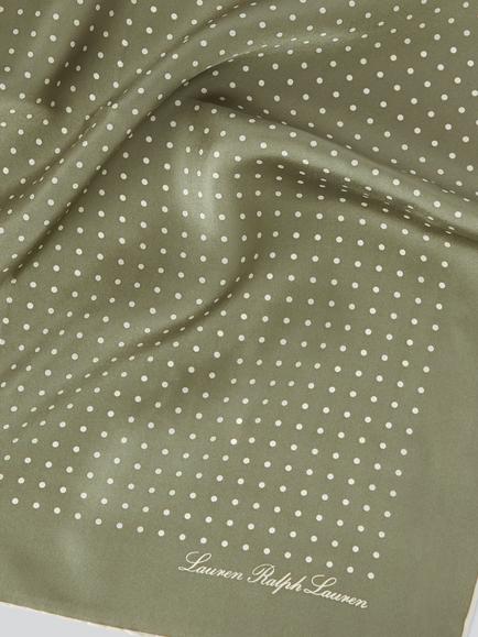 Lauren Ralph Lauren Polka Dot Square Silk Twill Scarf, Olive - view 2, Olive