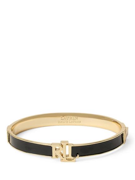 Lauren Ralph Lauren Two-Tone Logo Enamel Bangle, Gold/Black, Gold/Black