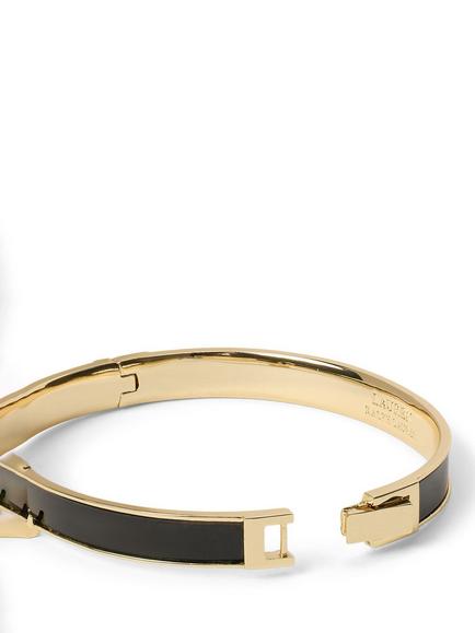 Lauren Ralph Lauren Two-Tone Logo Enamel Bangle, Gold/Black - view 2, Gold/Black