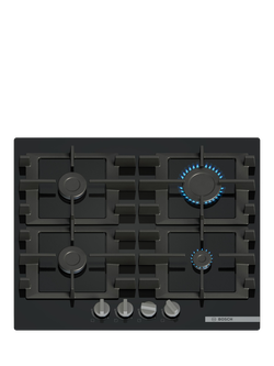 Bosch OUTLET Series 4 PNP6B6K40 60cm Gas Hob, Like New, Black Tempered Glass, Black Tempered Glass