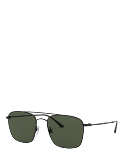 Giorgio Armani AR6080 Men's Square Sunglasses, Matte Black/Green, Matte Black/Green
